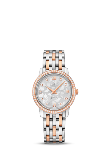 Omega De Ville Prestige Quartz 27.4 Stainless Steel / Red Gold / MOP Butterfly / Bracelet